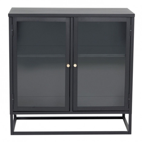 Vitrine 2 Portes "Bakal" 85cm Noir|Vaisselier|Paris Prix