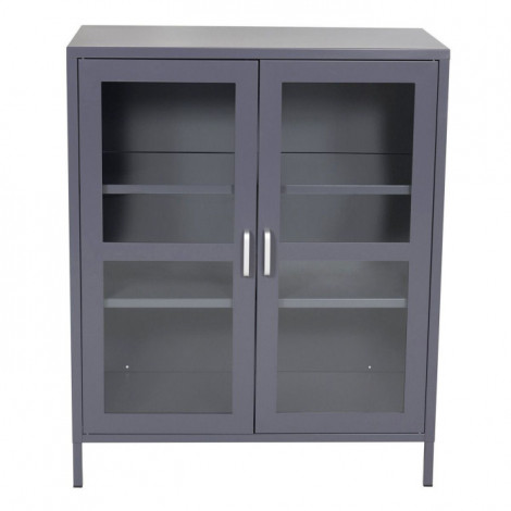 Vitrine 2 Portes "Acero" 97cm Gris Clair|Vaisselier|Paris Prix