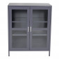 Vitrine 2 Portes "Acero" 97cm Gris Clair|Vaisselier|Paris Prix