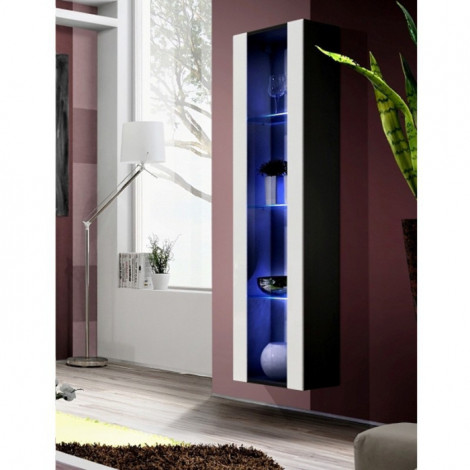 Vitrine LED Murale Design "Fly II" 170cm Blanc & Noir|Vaisselier|Paris Prix