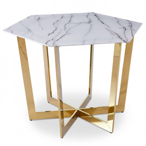 Table de Repas Design "Dizazi" 120cm Blanc & Or|Table|Paris Prix