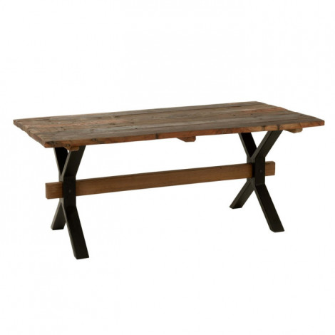 Table à Manger en Bois Vieilli "Fannie" 180cm Marron|Table|Paris Prix
