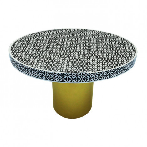 Table à Manger Design "Géométrique" 100cm Blanc & Noir|Table|Paris Prix
