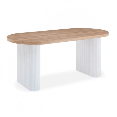 Table à Manger Ovale "Henry" 180cm Naturel & Blanc|Table|Paris Prix