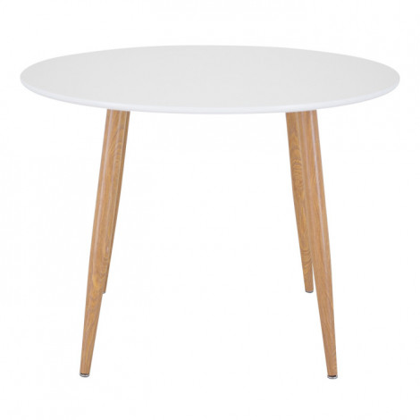 Table à Manger Ronde "Plaza" 100cm Blanc & Naturel|Table|Paris Prix