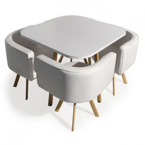 Ensemble Table de Repas & 4 Chaises Design "Norway" Blanc|Table|Paris Prix