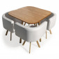 Ensemble Table de Repas & 4 Chaises Design "Norway" Blanc & Chêne|Table|Paris Prix