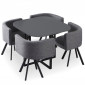 Table de Repas & 4 Chaises Design "Normi" 90cm Gris|Table|Paris Prix