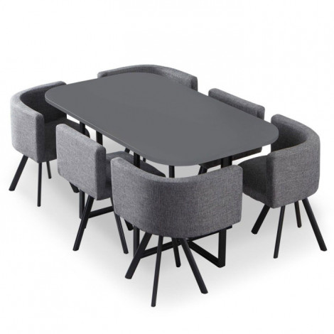 Table de Repas & 6 Chaises Design "Normi" 150cm Gris|Table|Paris Prix