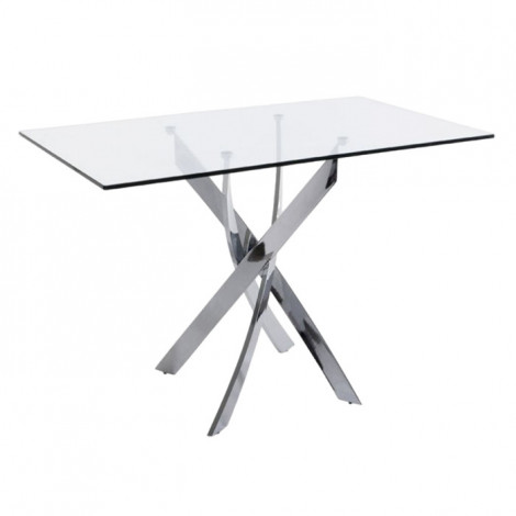 Table de Repas en Verre "Alessio" 140cm Argent|Table|Paris Prix