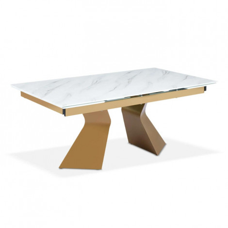 Table à Manger Extensible "Lynda" 180-260cm Blanc & Or|Table|Paris Prix
