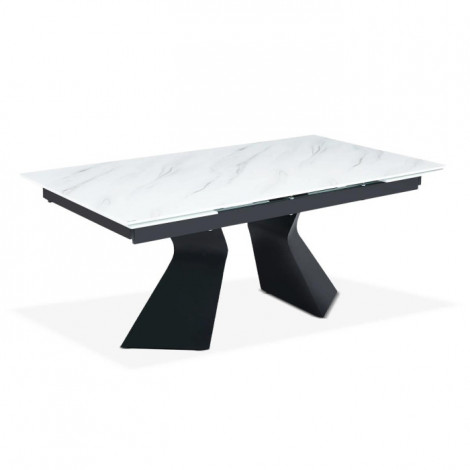 Table à Manger Extensible "Lynda" 180-260cm Blanc & Noir|Table|Paris Prix