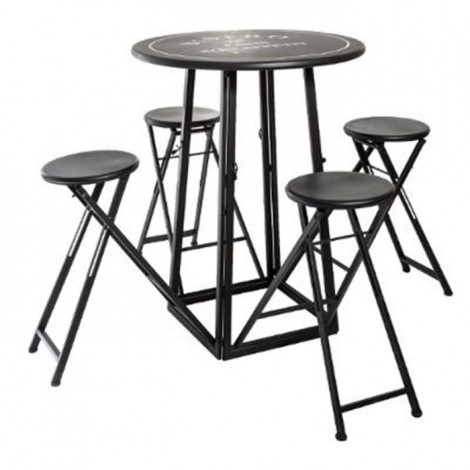 Table & 4 Chaises Extensibles "To Paris" 77cm Noir|Table|Paris Prix