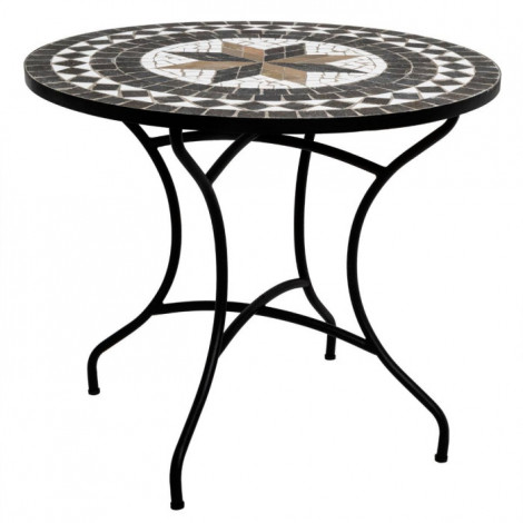 Table de Repas Ronde Mosaïque "Kipos" 90cm Noir|Table|Paris Prix