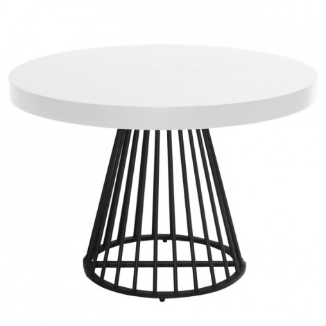 Table de Repas Ronde "Virginia" 110-260cm Blanc|Table|Paris Prix