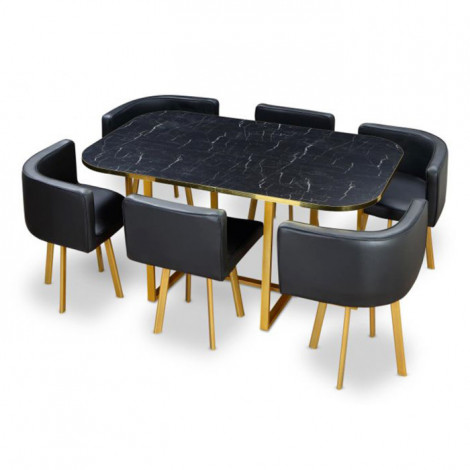Ensemble Table & Chaises "Oslo" 150cm Noir|Table|Paris Prix