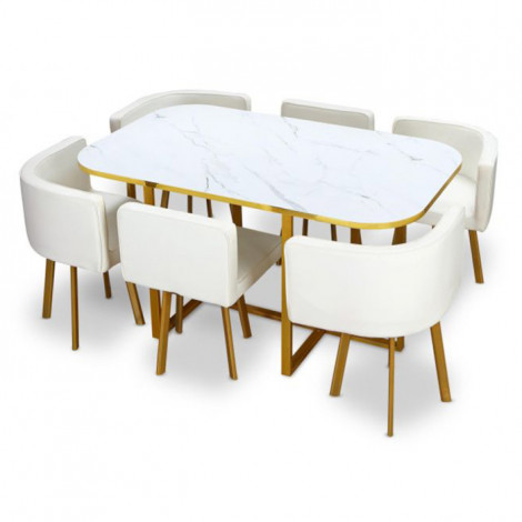 Ensemble Table & Chaises "Oslo" 150cm Blanc|Table|Paris Prix