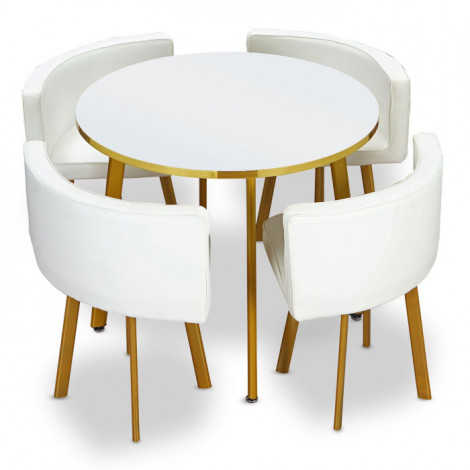 Ensemble Table Ronde & Chaises "Riga" 90cm Blanc|Table|Paris Prix
