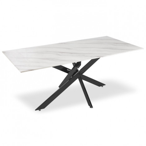 Table de Repas Design "Nalou" 180cm Blanc & Noir|Table|Paris Prix