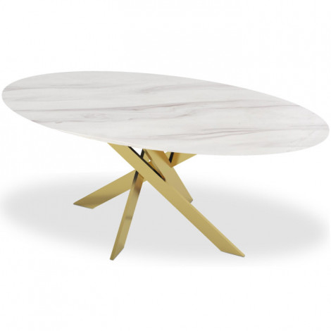 Table de Repas Design "Octavo" 180cm Blanc & Or|Table|Paris Prix