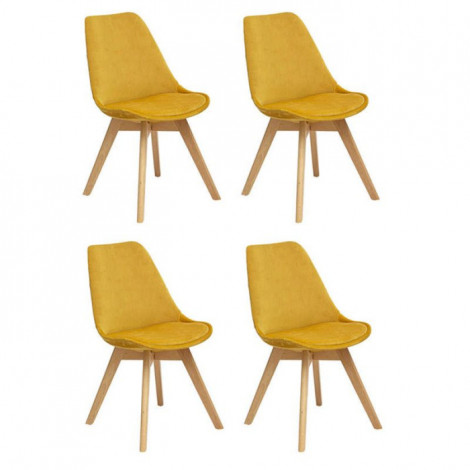 Lot de 4 Chaises Velours "Baya" 81cm Jaune Ocre|Chaise|Paris Prix