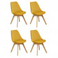 Lot de 4 Chaises Velours "Baya" 81cm Jaune Ocre|Chaise|Paris Prix