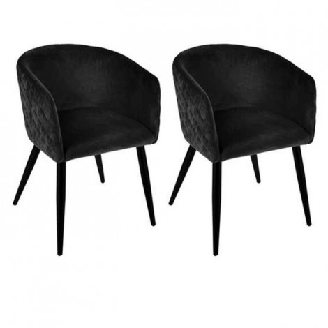 Lot de 2 Fauteuils Design Velours "Marlo" 76cm Noir|Chaise|Paris Prix