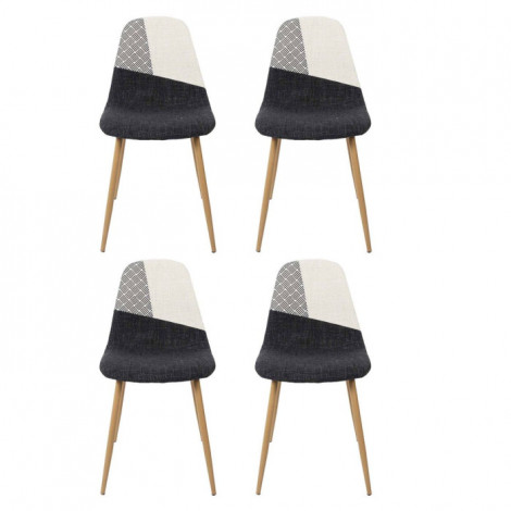 Lot de 4 Chaises Patchwork "First" 83cm Noir & Blanc|Chaise|Paris Prix