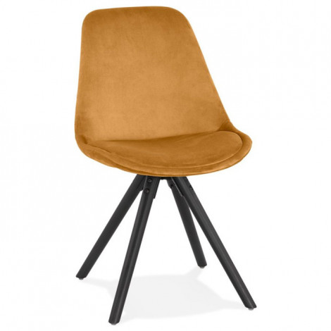 Chaise Design en Velours "Kazao" 84cm Moutarde & Noir|Chaise|Paris Prix
