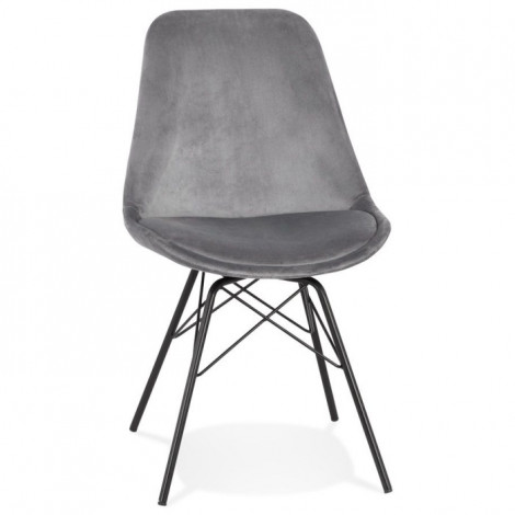 Chaise Design en Velours "Zaniolo" 83cm Gris|Chaise|Paris Prix