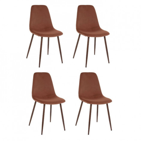Lot de 4 Chaises Velours "Roka" 85cm Terracotta|Chaise|Paris Prix