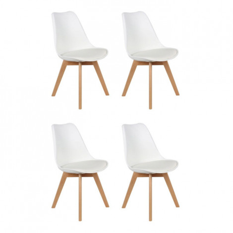 Lot de 4 Chaises Scandinave "Coquil" 81cm Blanc|Chaise|Paris Prix
