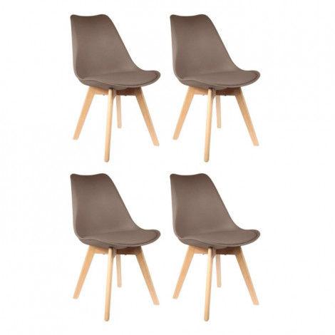 Lot de 4 Chaises Scandinave "Coquil" 81cm Taupe|Chaise|Paris Prix