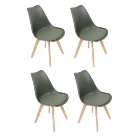 Lot de 4 Chaises Scandinave "Skansen" 81cm Kaki|Chaise|Paris Prix