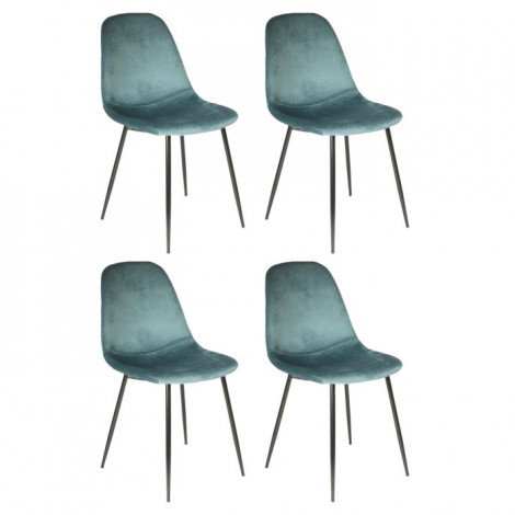 Lot de 4 Chaises Velours "Giulia" 85cm Bleu Canard|Chaise|Paris Prix