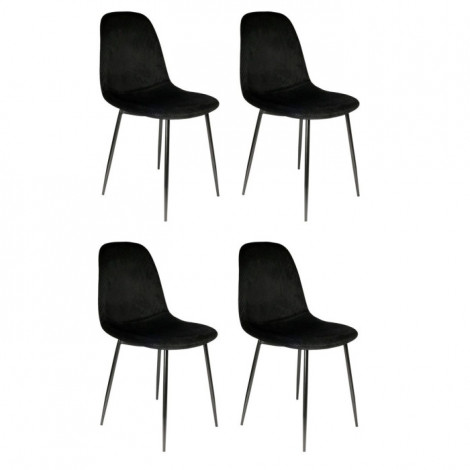 Lot de 4 Chaises Velours "Giulia" 85cm Noir|Chaise|Paris Prix