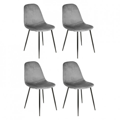Lot de 4 Chaises Velours "Giulia" 85cm Gris|Chaise|Paris Prix