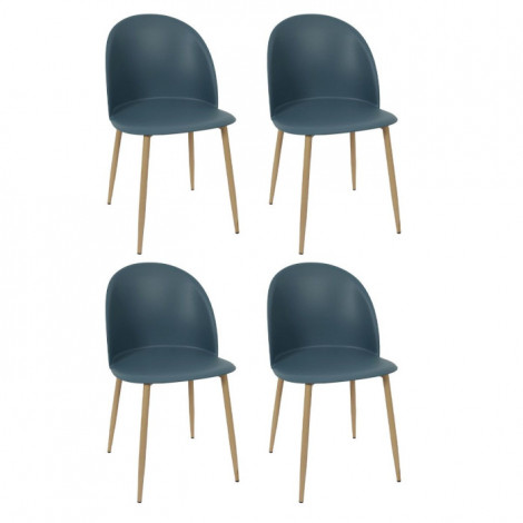 Lot de 4 Chaises Scandinave "Bergen" 81cm Bleu Canard|Chaise|Paris Prix