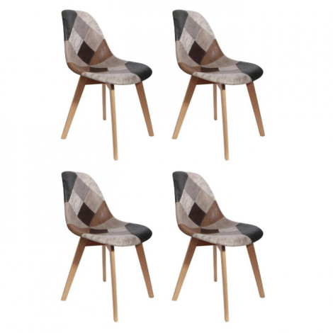 Lot de 4 Chaises Patchwork "Colmar" 85cm Gris|Chaise|Paris Prix