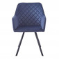 Chaise Matelassée en Velours "Amber" 85cm Bleu|Chaise|Paris Prix