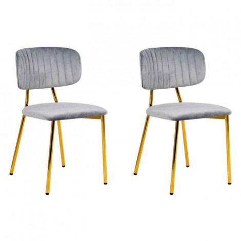 Lot de 2 Chaises en Velours "Kian" 80cm Gris|Chaise|Paris Prix