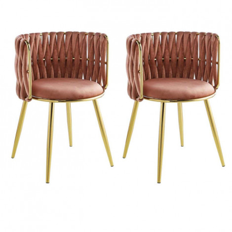 Lot de 2 Chaises en Velours "Milla" 80cm Rose|Chaise|Paris Prix