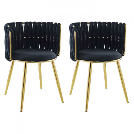 Lot de 2 Chaises en Velours "Milla" 80cm Noir|Chaise|Paris Prix
