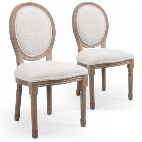 Lot de 2 Chaises Médaillon Design "Versailles" 96cm Crème|Chaise|Paris Prix