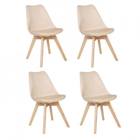 Lot de 4 Chaises Scandinave "Baya" 82cm Beige|Chaise|Paris Prix