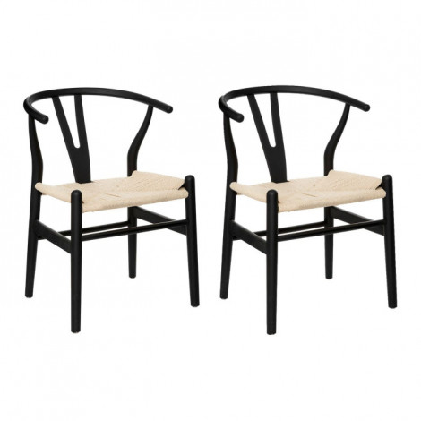 Lot de 2 Chaises Design "Priam" 76cm Noir & Beige|Chaise|Paris Prix