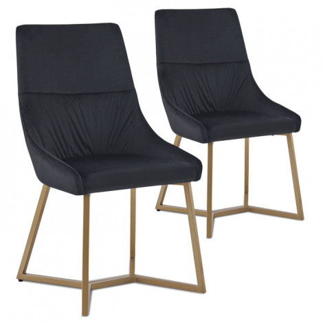 Lot de 2 chaises Matelassées en Velours "Elba" 88cm Noir|Chaise|Paris Prix