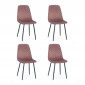 Lot de 4 Chaises en Velours "Matelassées" 88cm Rose|Chaise|Paris Prix