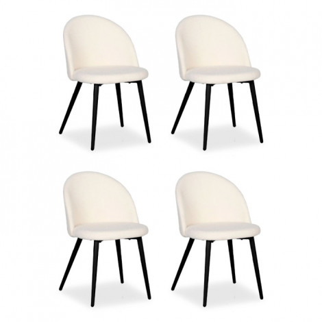 Lot de 4 Chaises Scandinaves "Bouclette" 75cm Crème|Chaise|Paris Prix