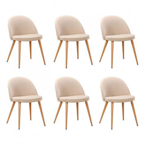 Lot de 6 Chaises Scandinaves Tissu "Morro" 78cm Beige|Chaise|Paris Prix